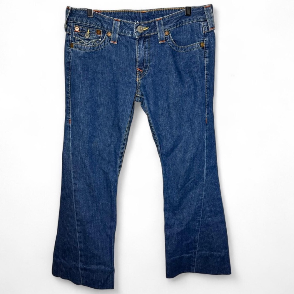 True Religion blue low rise bootcut Flare jeans size 31 Y2K style